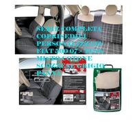 Serie Completa Coprisedili Personalizzati Fiat 500 07> Tess. Misto Cotone Scozzese Grigio/panna