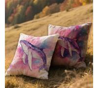 Fodere Cuscini 50x50cm Cuscini Esterno Impermeabili Colore Decorativi Giardino Copricuscini Divano Balena,Quadrate Lino Bifacciale Stampa Set di 2,per Estate Primavera Terrazza Balcone,Gifts AU-574