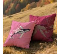 Fodere Cuscini 50x50cm Cuscini Esterno Impermeabili Rosa Decorativi Giardino Copricuscini Divano Balena,Quadrate Lino Bifacciale Stampa Set di 2,per Estate Primavera Terrazza Balcone,Gifts AU-824