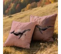 Fodere Cuscini 50x50cm Cuscini Esterno Impermeabili Sogno Decorativi Giardino Copricuscini Divano Balena,Quadrate Lino Bifacciale Stampa Set di 2,per Estate Primavera Terrazza Balcone,Gifts AU-706