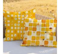 Fodere Cuscini 80x80cm Cuscini Impermeabili Giallo Decorativi Giardino Copricuscini Divano Reticolo,Quadrate Lino Bifacciale Stampa Set di 2 per Autunno Terrazza Balcone Decorativi Regali RC-670
