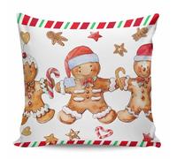Fodere Cuscini Christmas Gingersbread Man Candy Xmas 45X45Cm Federe De Cuscini Morbida Cerniera Invisibile Fodera per Cuscino per Camera da Letto Esterno Interni