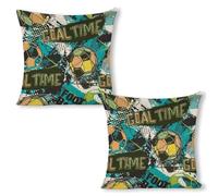 Fodere Cuscini Decorativi Abstract Fooball Soccer Goal Time Set of 2 Traspirante Federe Decorative per