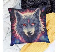 Fodere Cuscini Decorativi Wolf Red Eyes Stars Set of 2 Lavabili Federe Cuscini per