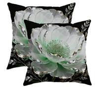 Fodere Cuscini Flower Elegant Modern Leaves Petal None White Copricuscini Set 2 Resistenti Cerniera Invisibile Fodera per Cuscino per Salotto Letti Giardini 45X45Cm