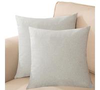 Fodere Cuscini in Cotone e Lino Set di 2 - Copricuscini 40x40/45x45/50x50/40x60/50x70,Lavabile con Cerniera Invisibile, Decorative per Divano Camera da Soggiorno(Grigio chiaro,45x45 cm Pack of 2)
