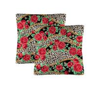 Fodere Cuscini Red Rose Gold Chains Federe De Cuscini Set 2 Cerniera Invisibile Lavabili Copricuscini per Casa Balcone Sedia 45X45Cm