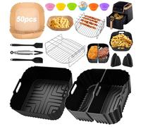 Fodere in silicone per friggitrice ad aria, accessori per friggitrice ad aria Ninja MAX PRO AF180UK 6,2 L, riutilizzabili, doppia griglia per friggitrice ad aria, spazzola per olio per Cosori