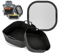 Fodere in silicone per friggitrice ad aria in vetro Ninja CRISPi PRO XL | Accessori paraschizzi in acciaio inox per Ninja CRISPi, contenitori da cucina riutilizzabili antiaderenti da 5,7 l e 2,3 l