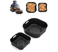 Fodere in silicone per friggitrice ad aria Ninja Crispi FN101GY, 2 vassoi riutilizzabili per friggitrice ad aria Ninja Crispi 4 in 1, sistema di cottura portatile in vetro, appositamente progettato