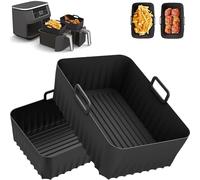 Fodere in silicone per friggitrice ad aria Ninja Foodi AF400UK AF451UK AF300UK 7,6L-9,5L, 2 pezzi, accessori riutilizzabili per friggitrice ad aria in silicone per friggitrice ad aria doppia stack