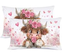 Fodere per Cuscini 25x50 Bovino Set di 2 Cuscini per Divano, Cotone Lino Cuscino Letto Copricuscini Motivo Amore Guanciale Arredo Camera da Letto, Ringraziamento, Halloween Decor del Divano z0j-267