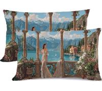 Fodere per Cuscini 30x60 Donna. Set di 2 Cuscini per Divano, Cotone Lino Cuscino Letto Copricuscini Motivo Vista Guanciale Arredo Camera da Letto, Ringraziamento, Halloween Decor del Divano z0j-360