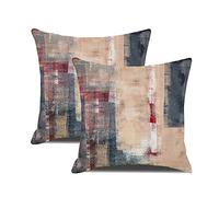 Fodere per Cuscini 40x40cm Confezione da 2 Federe per Cuscini Arte Astratta, Brow Red Dark Grey Galleria Contemporanea Cuscini Decorativi per la Casa Copridivano per Camera da Letto Divano Soggiorno