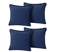 Fodere per Cuscini Cotone Frange Boho 50x50 cm Set 4 Pezzi Blu Notte Casa Divano