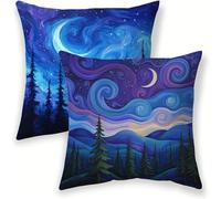 Fodere per Cuscini da Esterno 30x30cm Cielo stellato Federe Cuscini Divano Decorativi Set da 2,Impermeabili Lino Copricuscini Foresta Cuscino con Cerniera Invisibile per Divano, Giardino Decoro lj-292
