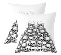 Fodere per Cuscini Gothic Skull Horror Halloween White Skeleton Bones Simple Luxury Set of 2 Morbida Square Federe per
