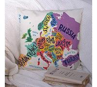 Fodere per cuscini Informazioni per l'Europa Home Mappa Tipografia con banner Poster Varie regioni Lettera Russia Astratto Poliestere Federa per cuscino Fodera per cuscino per divano Decorazioni per