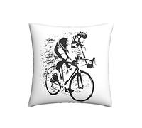 Fodere per Cuscini Sagoma di Ciclista su Strada in Bicicletta Federa Copri Elegante Federa Cuscino Antimacchia Federe 45X45Cm per Ufficio Casa Arredo