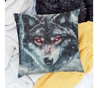 Fodere per Cuscini Wolf Snow Red Eyes Set of 2 Morbida Federe Decorativo per