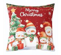 Fodere per Cuscini Xmas Snowman Christmas Trees Gifts Rustic Leaves Red Fruit Winter Cartoon Themed 45X45Cm Federe Cuscini Morbida Cerniera Invisibile Copricuscini per Camera da Letto Esterno