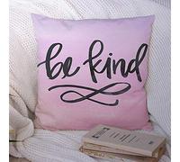 Fodere per cuscino carino spazzolato Be Kind Hand stile citazione stampabile design motivazionale scritta rosa texture da parete poliestere tiro federa cuscino per divano decorazioni divano 45,7 x 4