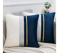 Fodere per Cuscino Confezione da 2 Federa Decorativa in Velluto 50 x 50 CM Cucitura a Righe Dorate in Pelle Moderna Morbida Fodera per Cuscini Soggiorno di Lusso Decorazione per Camera da Letto