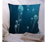 Fodere per cuscino Creatura 3D profonda acquatica Splendidi passaggi Medusa Raggi Ocean Render Animali da immersione esotici Fauna selvatica Federa per cuscino da tiro in poliestere Fodera per cusci
