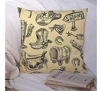 Fodere per cuscino Design isolato Wild Party West Waggon Farm Motivo senza cuciture Cowboy Roba Texture Oggetti vintage Poliestere Federa per cuscino Fodera per cuscino per divano Decorazioni per di