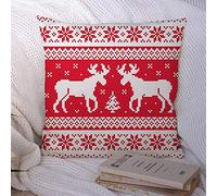 Fodere per cuscino Natale Stagione invernale Modello carino Renna Materiale Ripeti Caldo Allegro Moda Trame vintage Poliestere Federa per cuscino Fodera per cuscino per divano Decorazioni per divano