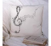 Fodere per cuscino Nero Astratto Musica Treble Decorazione Copertura chiave Chiave Coro Note Melodia Trama Segni Farfalla Simboli Poliestere Federa per cuscino Fodera per cuscino per divano Decorazi