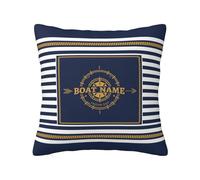 Fodere per cuscino personalizzate con immagine di ancora nautica Blu Bianco Oro Federe lombari personalizzate con nome di barca Federe decorative per cuscino in stile casa di campagna per lago casa in