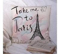 Fodere per cuscino Segno Design Mano Città Disegnata Schizzo Visita Eiffel Parigi Copertura Vista Torre Romantica Luoghi di interesse Viaggi Poliestere Federa per cuscino Fodera per cuscino per diva