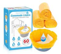 Fodere per toilette con cuscinetti super assorbenti, confezione da 60 fodere per comodino, universali, adatte a tutti i sacchetti per rifiuti portatili standard