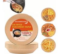 Fodere rotonde per friggitrice ad aria, usa e getta, 100 pezzi, rotonde da 20,3 cm, per Ninja, Tefal e altri, in carta pergamena usa e getta, per friggitrici ad aria, resistenti alle alte temperature