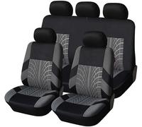 Fodere Sedili Auto per Re-nault Kangoo Rapid 2021-2026 | Auto Set Coprisedili Fodere per Sedili Auto Universali Set Completo 5 Posti Motivo Battistrada Pneumatico Compatibili Airbag