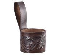 Fodero In Pelle Per Corno Da Bere, Drago Impresso, Stile Jelling, Marrone Scuro