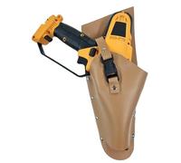 Fodero marrone per potatore a catena elettrico, Custodia da giardiniere, Porta forbici da pota in cuoio cucito e rivettato, dim. 35 x 14 cm