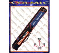 Colmic - Sacca Porta Canne da Pesca CAVEDANO con Tasca Laterale, 155 cm - Imbottita, Robusta e Capiente - Design Nero/Blu con Dettagli Arancioni - Prodotto Ufficiale Colmic