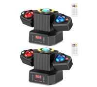 FODEXAZY 2 Pack 65W Mini Teste Mobili LED con Telecomando,Effetti 4 in 1 Fascio RGBW,Moving Head Luci da Palco Controllo DMX512,Luci Stroboscopica Palcoscenico per Festa Discoteca DJ Bar Matrimoni