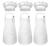 Fodlon 6 grembiule per bambini e cappello da chef set, grembiuli da chef con tasche, per ragazze e ragazzi regolabili, grembiuli da cucina da giardino, per bambini, grembiuli da cucina per pittura