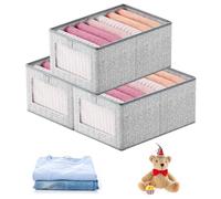 Fodlon Organizer in Tessuto per Cassetto, 3 Pezzi Organizer per Cassetti Armadio, Contenitori Armadio Pieghevole, 40x30x20cm/36x25x20cm per Pantaloni, Coperta, Maglione