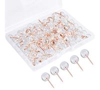 Fodlon Puntine da Disegno 100pcs Puntine per Lavagna Sughero Pannelli Chiodi per Quadri Muro Mappa Del Mondo con Puntine Spilli da Sarta Pins Spille per Ufficio Marcatura Decorazione Bacheca Oro Rosa