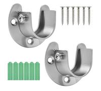 Fodlon Rod Flangia Socket Set, 2 Pezzi Closet Asta estremità Supporti Flangia Supporto Barra Asta Armadio Supporto Asta di Sostegno a Forma di U Presa con Viti (32.5mm)
