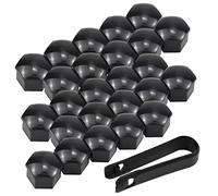 Fodlon Tappo a Vite Ruota, 20Pezzi Coperchio Dado Ruota Auto 17Mm Ruota Dado Bullone Tappo Coperchio a Vite Esagonale per Automobili con Strumento di Rimozione, Nero, a Prova di Polvere