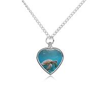 FodPand Collana commemorativa con tartarughe marine personalizzate per ceneri con kit di riempimento, catena regolabile da 70,1 cm, gioiello funerario per cremazione, ciondolo a forma di cuore per