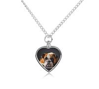 FodPand Collana commemorativa con urna a forma di bulldog triste con kit di riempimento, catena regolabile da 70 cm, gioiello funerario per cremazione, ciondolo a forma di cuore per cani e gatti