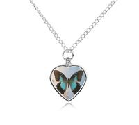 FodPand Collana commemorativa con urna a forma di farfalla personalizzata per ceneri con kit di riempimento, catena regolabile da 70,1 cm, gioiello funerario per cremazione, ciondolo a forma di cuore