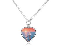 FodPand Collana commemorativa con urna a forma di mare di cuori personalizzata per ceneri con kit di riempimento, catena regolabile da 70,1 cm, gioiello funerario per cremazione, ciondolo a forma di