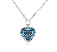 FodPand Collana commemorativa con urna a forma di testa di lupo personalizzata per ceneri con kit di riempimento, catena regolabile da 70,1 cm, gioiello funerario per cremazione, ciondolo a forma di